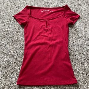red top with square neck line